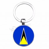 Personalized Keychain Keys Souvenir Saint Lucia Flag Zinc Alloy Keychain Wholesale