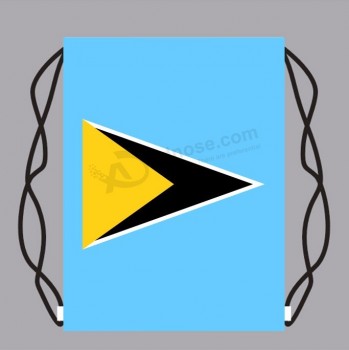 Venda quente saint lucia flag garrafas de cordão saco de viagem