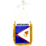 Samoa Mini Banner 6'' x 4'' - American Samoan Pennant 15 x 10 cm - Mini Banners 4x6 inch Suction Cup Hanger