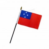 Venta caliente samoa palos bandera nacional 10x15cm tamaño mano ondeando bandera