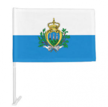 Bandera de ventana de coche nacional de poliéster San Marino al aire libre