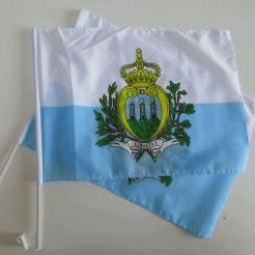 Factory selling car window San Marino flag with plastic pole