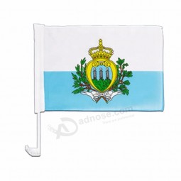 Knitted Polyester San Marino Country Car Clip Flag with Pole