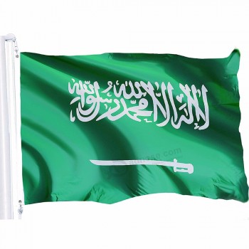 Venta al por mayor caliente bandera nacional de arabia saudita 3x5 FT 150x90cm banner color vivo y poliéster resistente a la decoloración UV