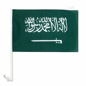 ventas al por mayor de poliéster impreso digital de 12x18 pulgadas banderas de la ventana del coche de arabia saudita