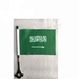 custom 2019 100d polyester saudi arabia bike bicycle flags with plastic pole
