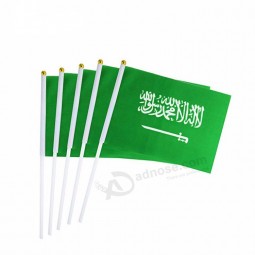 Latest flying celebration wholesale green white small saudi arabia hand waving flag