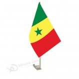 bandiera auto Senegal in poliestere lavorato a maglia con asta in plastica