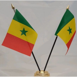 Two Flags Decorative Senegalese Senegal Table Top Flag with Base
