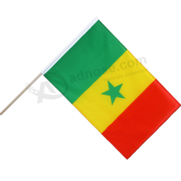 Silk screen print Senegal hand waving national flag