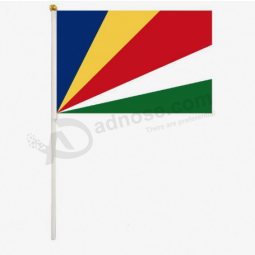 14x21cm Seychelles hand held flag with plastic pole