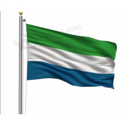 Quality Polyester National Country green white blue Sierra Leone flag