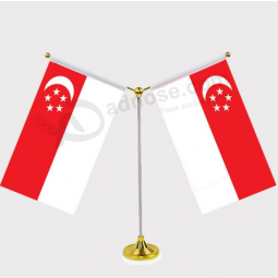 Polyester Singapore table flag desk flag with stand