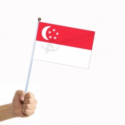 singapore plastic stick waving hand flag with pole
