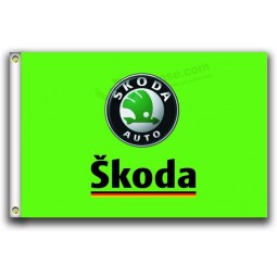 Skoda Flags Banner 3X5FT-90X150CM 100% Polyester,Canvas Head with Metal Grommet,Used Both Indoors and Outdoors