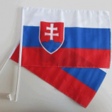 bandeira nacional do carro promocional eslováquia com poste de plástico