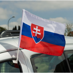 Promotional Knitted Polyester Slovakia National Car Clip Flag