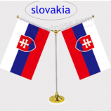 Two flags Slovakia table top flag with matel base