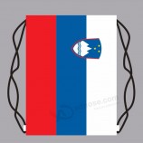 Hot Selling Polyester Slovenia Flag Drawstring Backpack Bag for Promotion