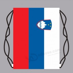 Hot Selling Polyester Slovenia Flag Drawstring Backpack Bag for Promotion