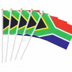 Bandera de mano de país de Sudáfrica de tamaño pequeño por encargo barato