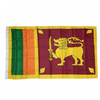 Venta al por mayor 3 * 5FT impresión de seda de poliéster colgando Sri lanka bandera nacional de todos los tamaños país bandera personalizada