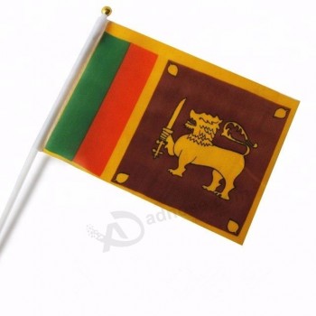 Polyester Land kleine Flagge, Lager Großhandel gedruckt Sri Lanka Hand Flagge zum Winken