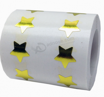 Pegatina de estrella de papel de aluminio troquelado personalizado de PET y oro