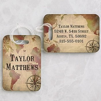 Personalized Luggage Tag Set of World Map