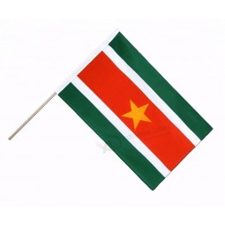 4*6 inches Suriname Surinamese hand stick flag with pole