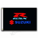 Suzuki Flags Banner 3X5FT-90X150CM 100% Polyester,Canvas Head with Metal Grommet,Used both Indoors and Outdoors