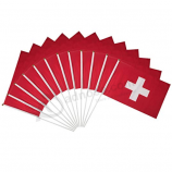 High Quality Fabric Switzerland Hand Waving Flags Mini Swiss Flag