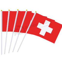 Cheap wholesale polyester Swiss hand waving flag