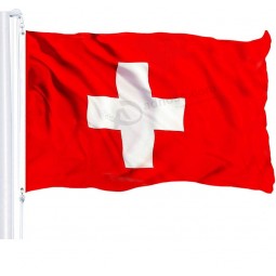 Switzerland Swiss Flag 3x5 ft Printed Brass Grommets 150D Quality Polyester Flag Indoor/Outdoor