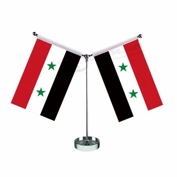 Professional printing Syria national table flag with base