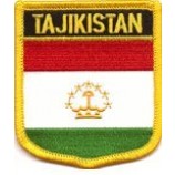 Tajikistan Flag Shield Patch/Travel Iron On Badge by Backwoods Barnaby
