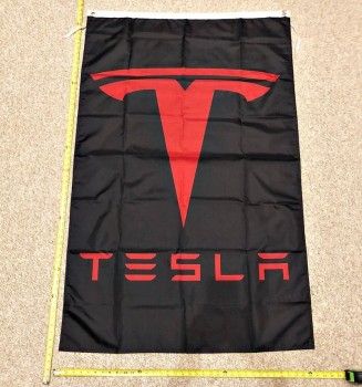 Tesla Flag Red & Black Cars Elon Musk Banner Poster Flags 3x5'