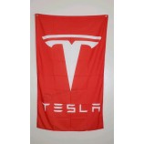Tesla Banner 3x5 Ft Flag Garage Shop Wall Man Cave Decor Racing Advertising