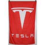 Tesla Banner 3x5Ft Red Flag Man Cave with high quality