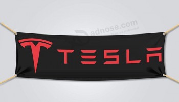 Brand New Tesla Banner Flag Car Garage Black (18x58 in)