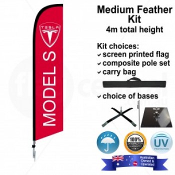 TESLA MODEL S Red AND White Single Sided Medium Feather Flag