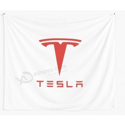 Wholesale custom high quality Tesla Red Logo Wall Tapestry