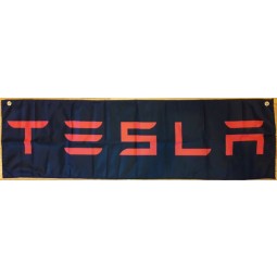 Tesla Banner Man Cave Automotive Garage Racing Flag 58X17 inches