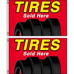 Tires Sold Here Two (2) 3'X5' Flags Banner Signs