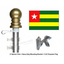 Togo Flag and Flagpole Set, Choose from Over 100 World and International 3'x5' Flags and Flagpoles