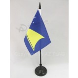 TOKELAU TABLE FLAG 4'' x 6'' - NEW ZEALAND DESK FLAG 15 x 10 cm - Black plastic