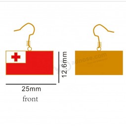 Popular Custom Metal Soft Enamel Tonga Flag Earring as Souvenir