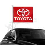 Custom printing knitted polyester Toyota car window flag
