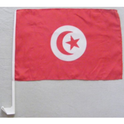 Knitted Polyester Tunisia Country Car Flag with Plastic Pole
