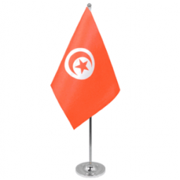Wholesale polyester Tunisia desk flag with metal stand